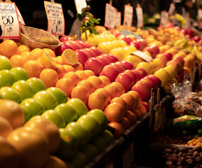 Vegetables on display at a public market