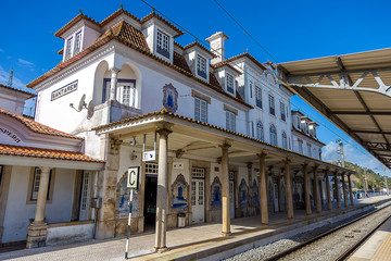Fototapeta na wymiar Portuguese Train Station in a Sunny Day