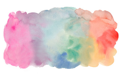 Fototapeta na wymiar Rainbow Watercolor Swash Splash Background. Hand Painted