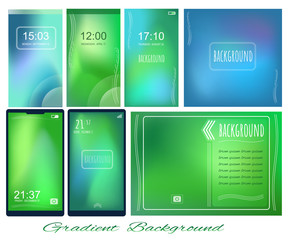Set of Gradient green and blue backgrounds for screen, wallpaper of mobile, presentation, page
