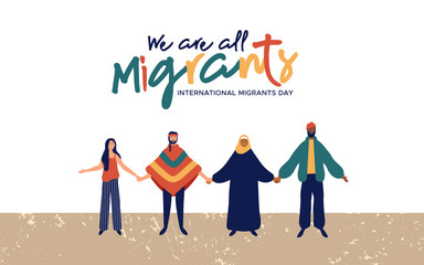 Migrants Day diverse people group concept