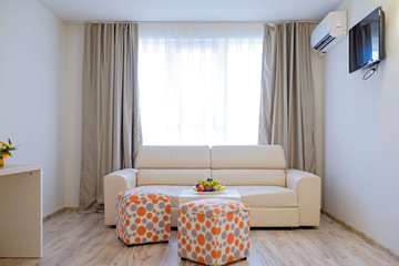 Bright and modern interior of hotel double room 7