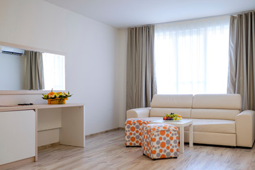 Bright and modern interior of hotel double room 8