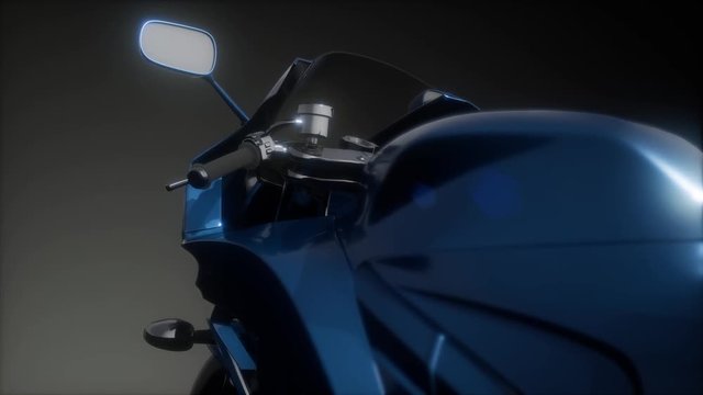 moto sport bike in dark studio with bright lights
