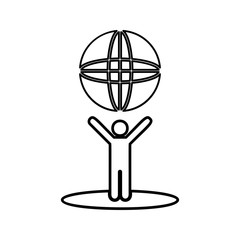 man holds the globe in his hands icon. Element of cyber security for mobile concept and web apps icon. Thin line icon for website design and development, app development