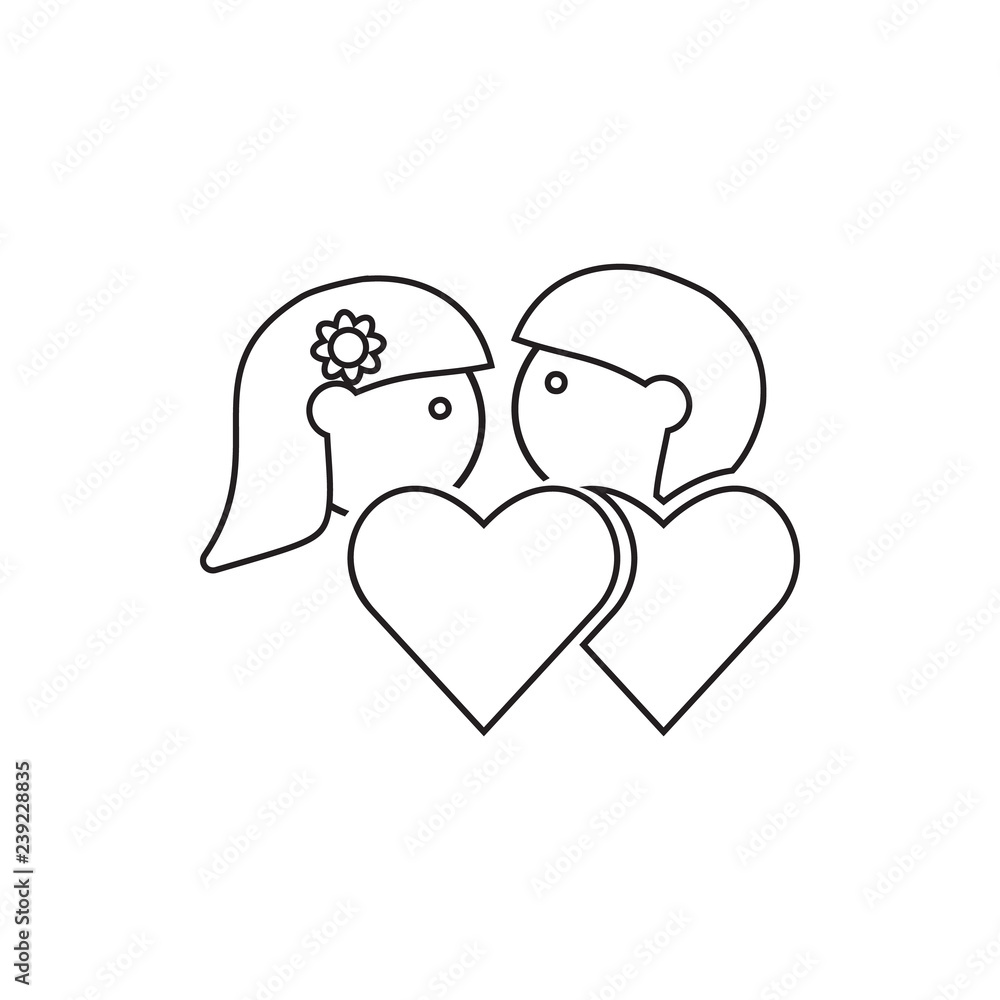 Poster couples in love icon. element of family for mobile concept and web apps icon. thin line icon for web