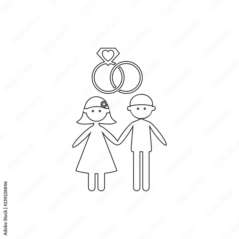 Poster married couple icon. element of cyber security for mobile concept and web apps icon. thin line icon 