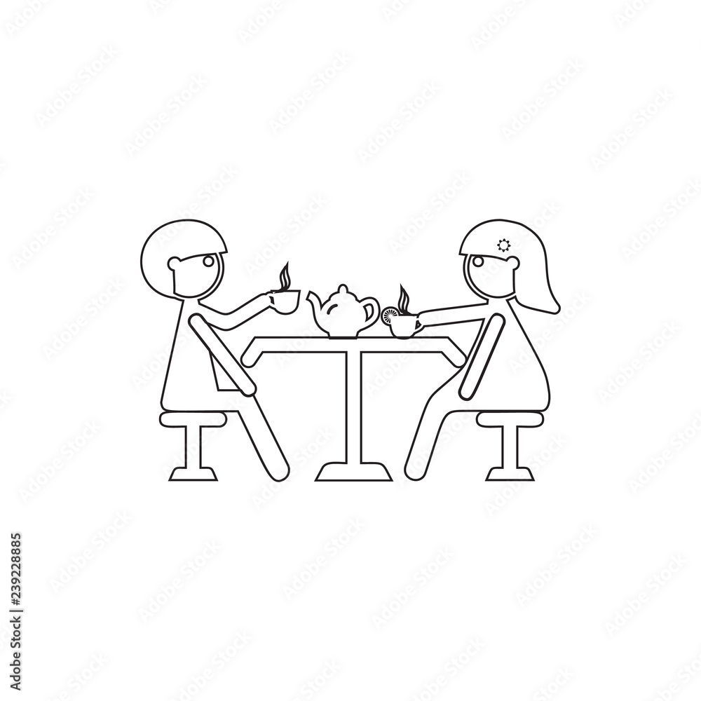 Poster couple in love with a cup of tea icon. element of cyber security for mobile concept and web apps ico