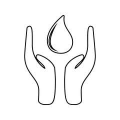 hands hold a drop icon. Element of cyber security for mobile concept and web apps icon. Thin line icon for website design and development, app development
