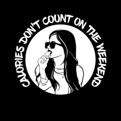 Vector quote typographical background with hand drawn illustration of young woman eating bread made in realistic style. Template for card, poster, banner, print for t-shirt.