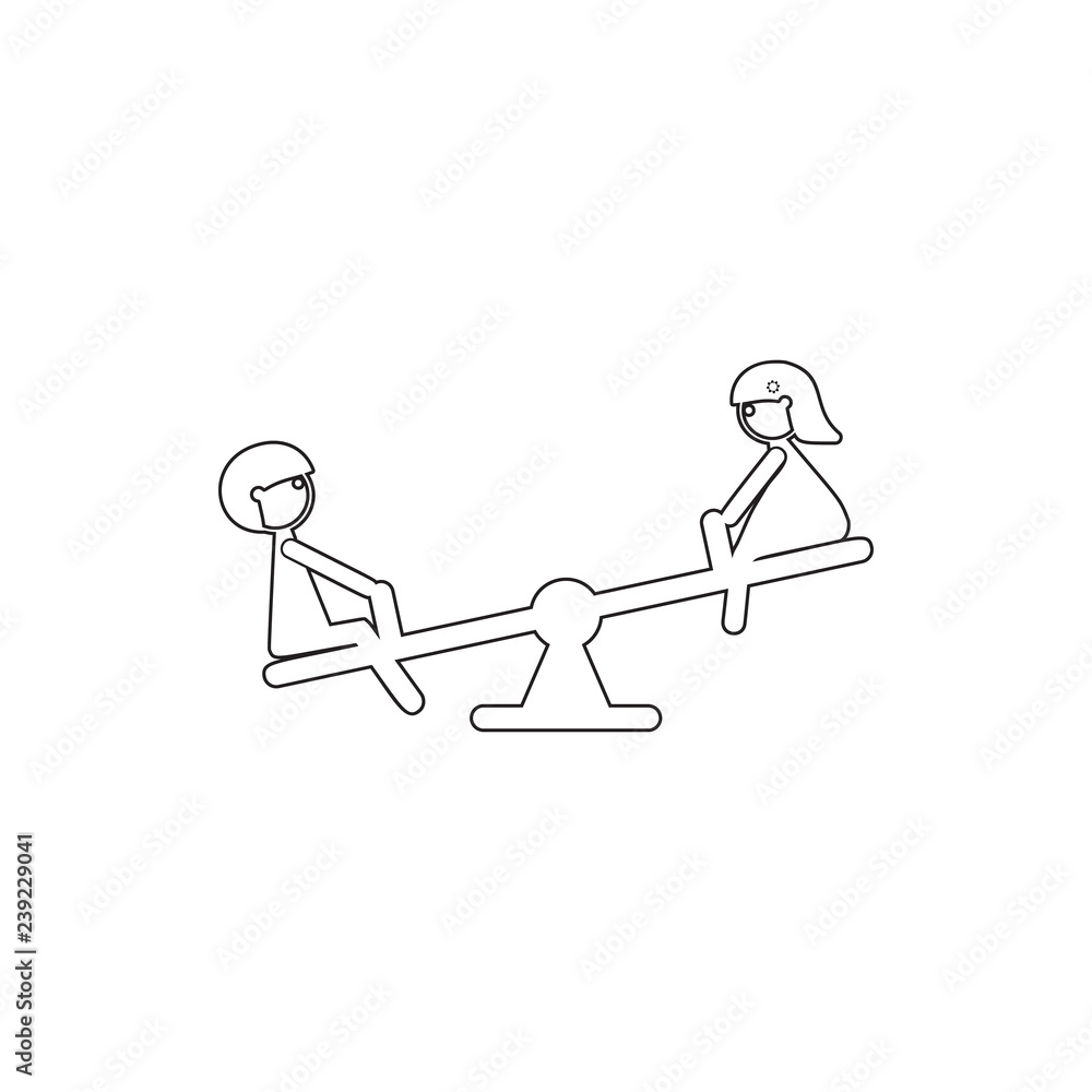 Poster children on a swing icon. Element of cyber security for mobile concept and web apps icon. Thin line icon for website design and development, app development