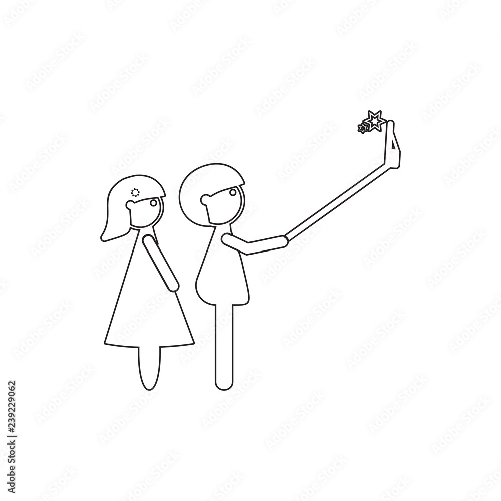 Aufkleber selfie couple in love icon. element of cyber security for mobile concept and web apps icon. thin lin