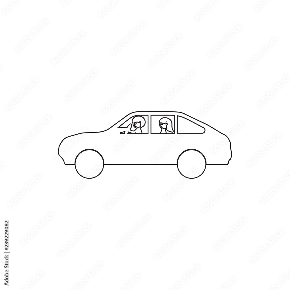 Poster married couple in the car icon. element of cyber security for mobile concept and web apps icon. thin