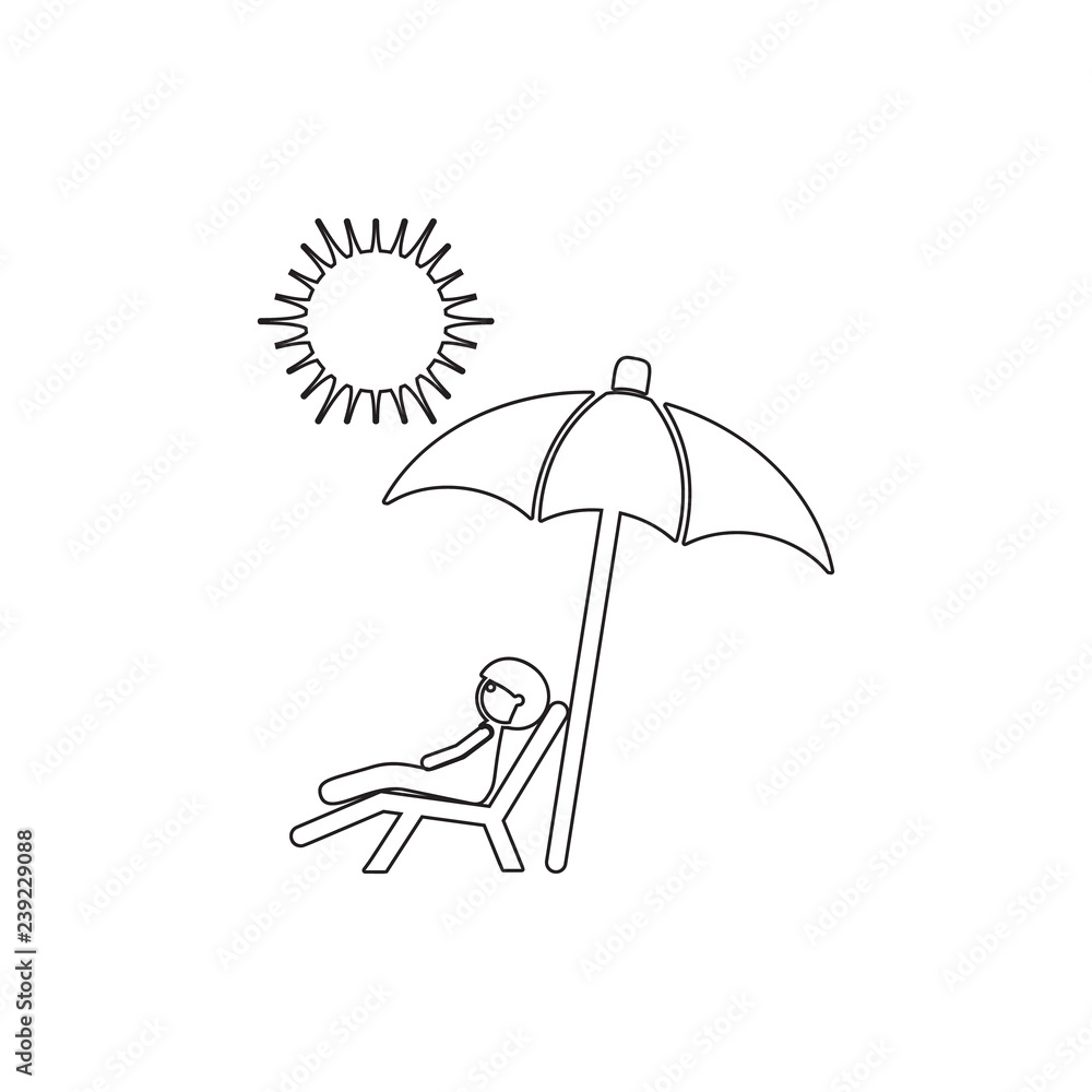 Poster a man is sunbathing icon. element of cyber security for mobile concept and web apps icon. thin line 