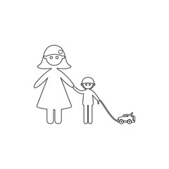 mother with her son on a walk icon. Element of Family for mobile concept and web apps icon. Thin line icon for website design and development, app development