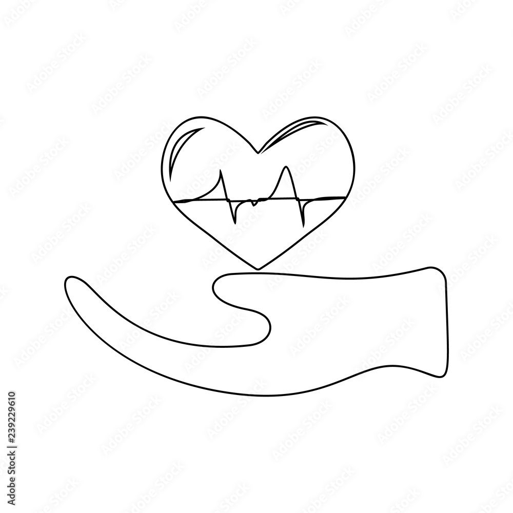Poster keep the heart in your hands icon. element of insurance for mobile concept and web apps icon. thin l