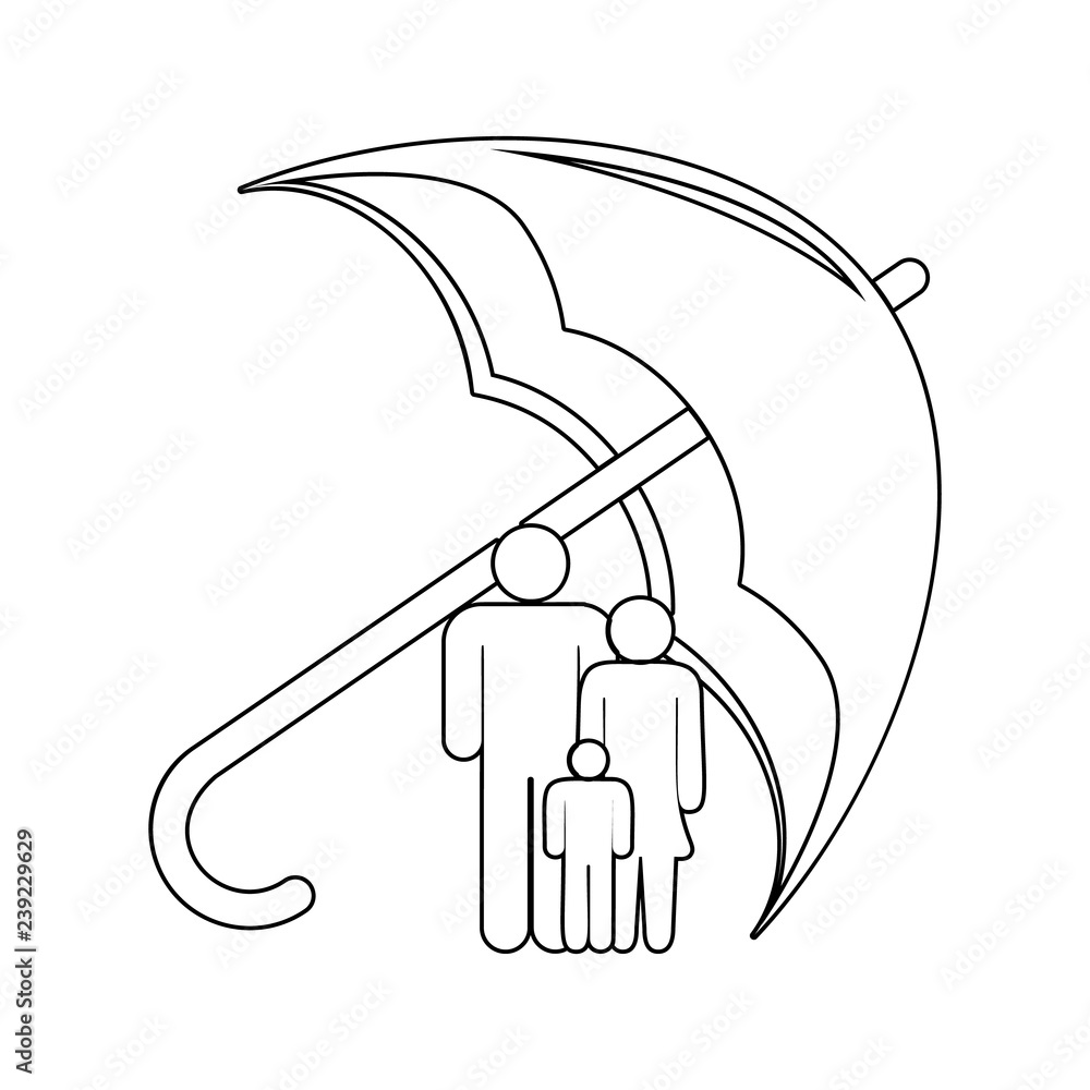 Poster family under the umbrella icon. element of insurance for mobile concept and web apps icon. thin line