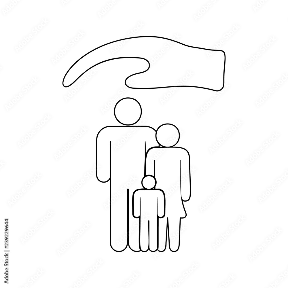 Poster hand over family icon. element of insurance for mobile concept and web apps icon. thin line icon for
