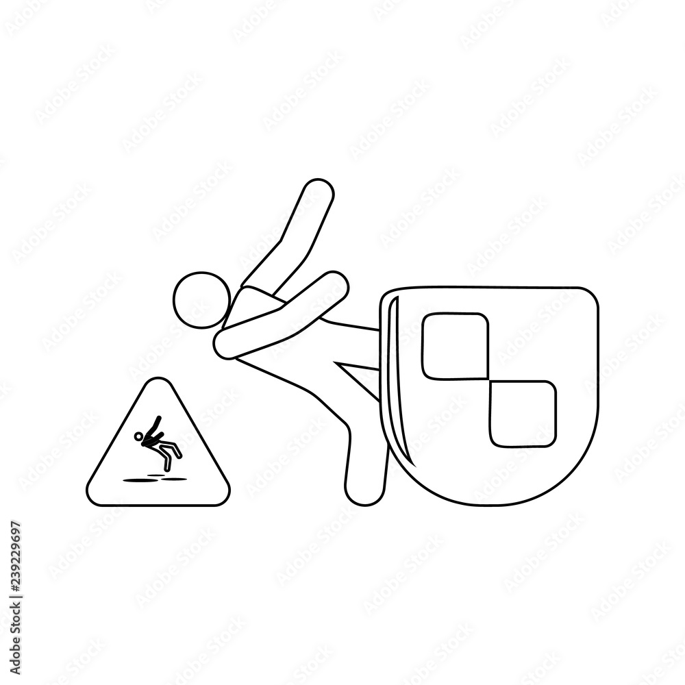 Poster keep away from falling icon. element of insurance for mobile concept and web apps icon. thin line ic