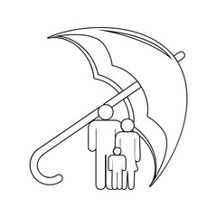 family under the umbrella icon. Element of insurance for mobile concept and web apps icon. Thin line icon for website design and development, app development