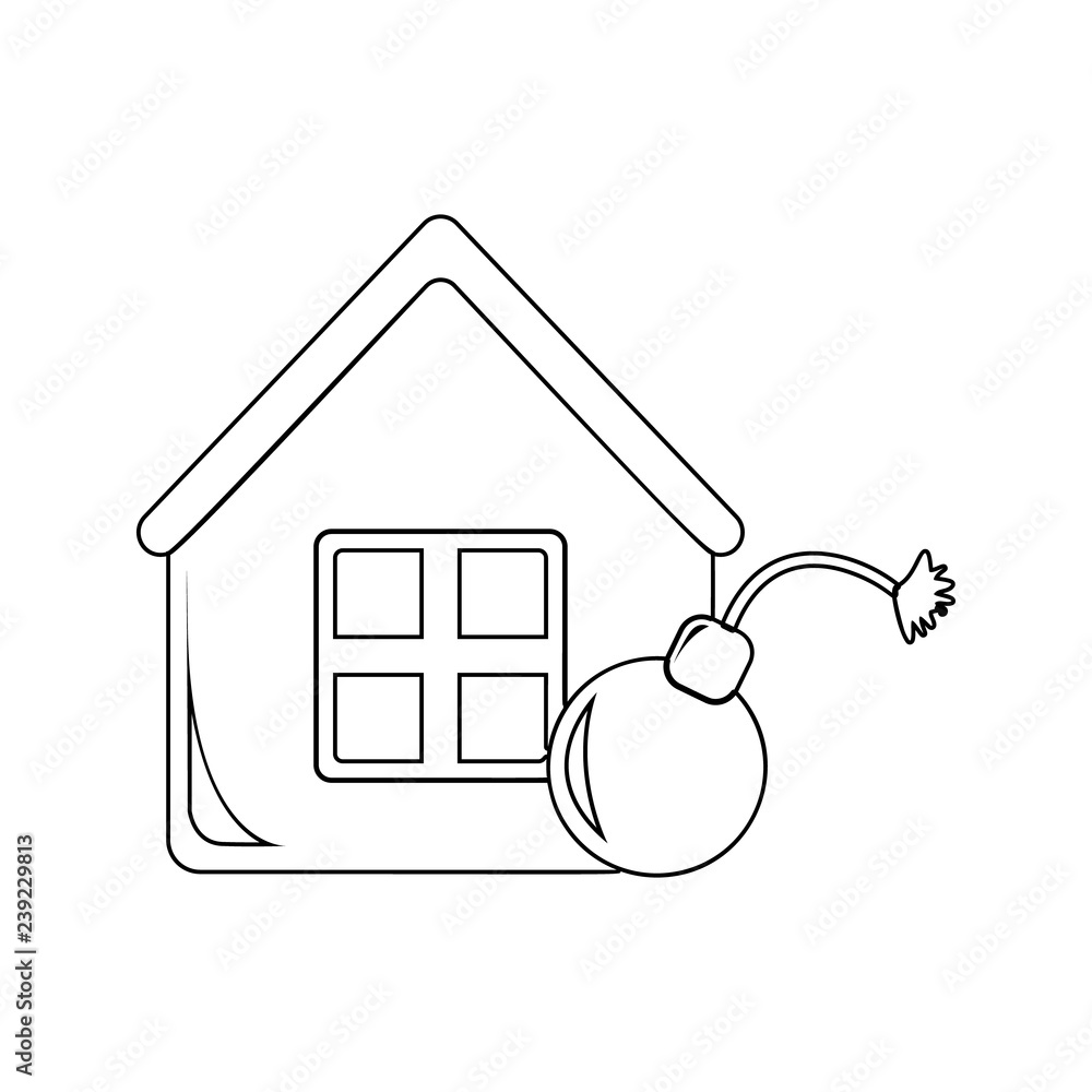 Poster house and bomb icon. element of insurance for mobile concept and web apps icon. thin line icon for w