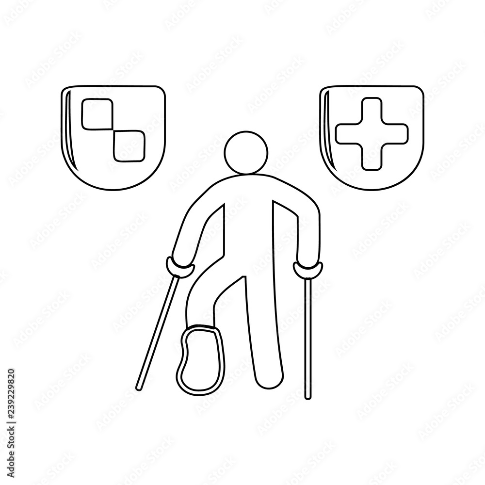 Poster a man with a broken leg icon. element of insurance for mobile concept and web apps icon. thin line i