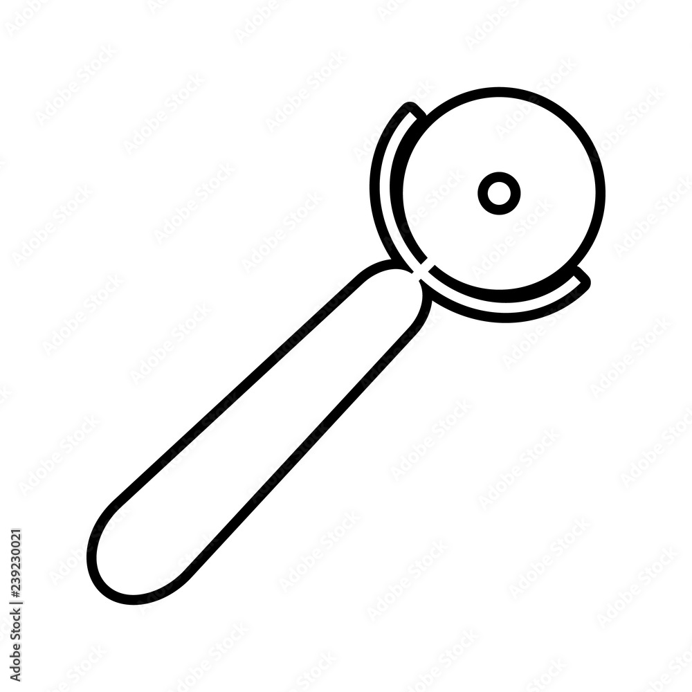 Poster pizza cutter icon. element of kitchen tools for mobile concept and web apps icon. thin line icon for