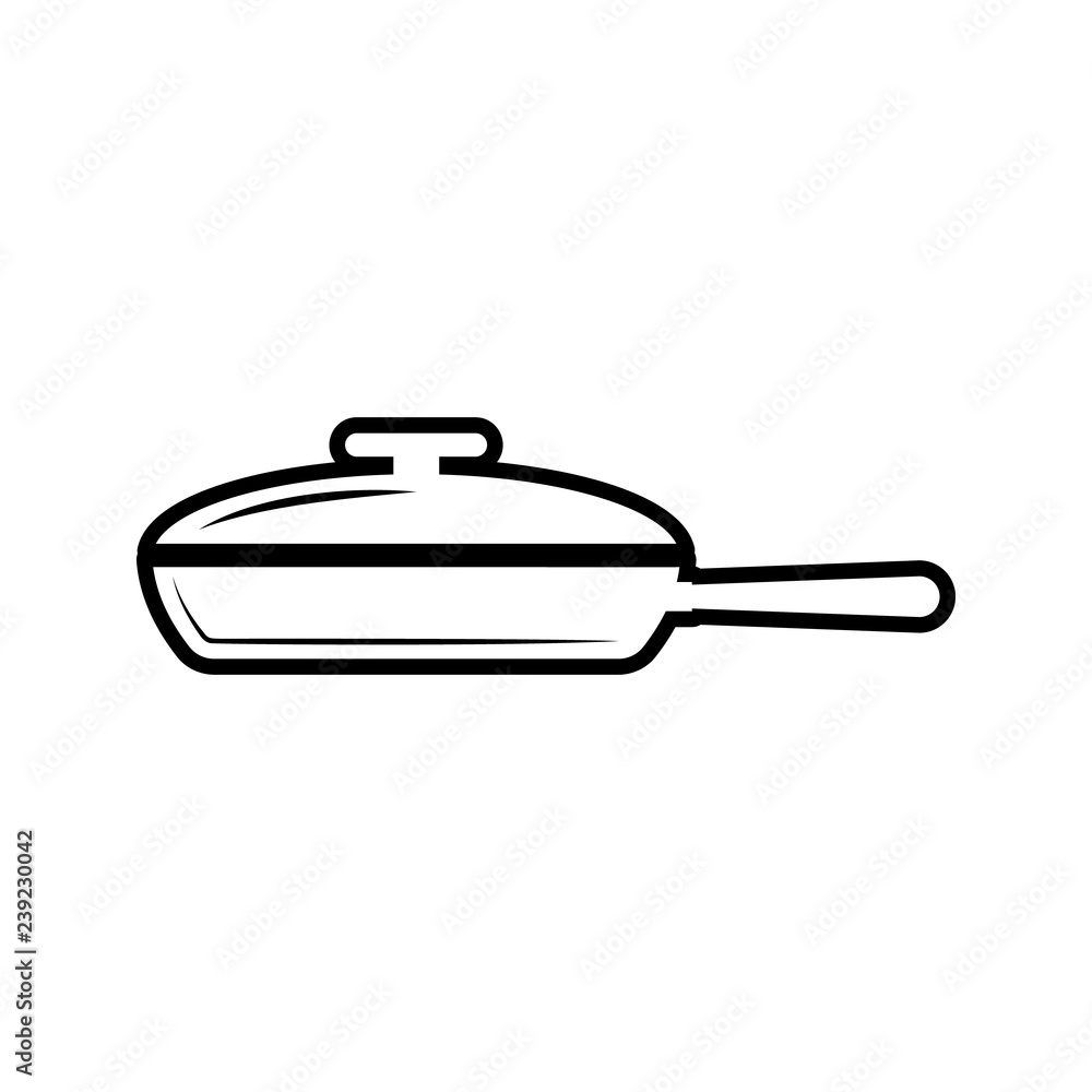 Poster frying pan icon. element of kitchen tools for mobile concept and web apps icon. thin line icon for w