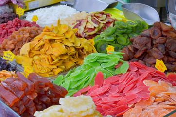Sweets and candies on the market