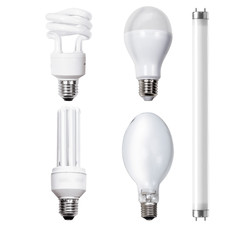 Isolated light bulbs on white background