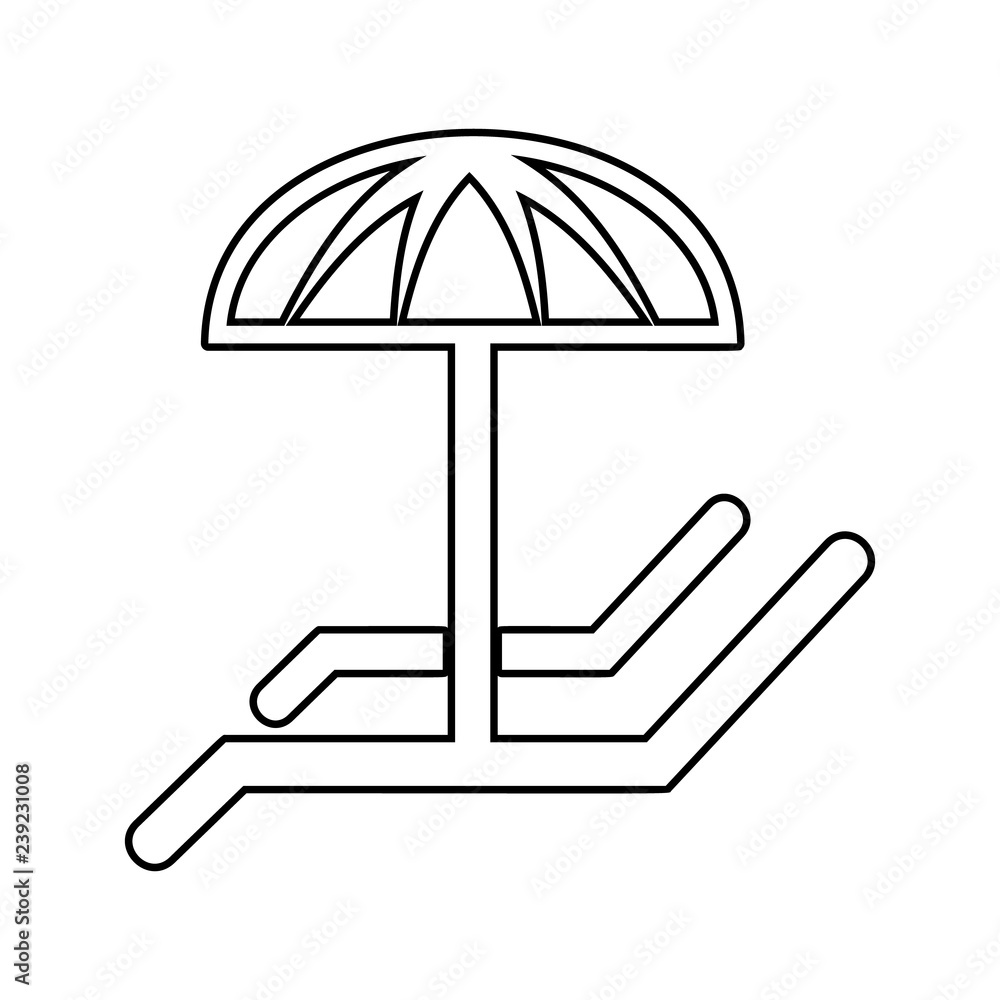 Poster loungers with umbrella icon. element of spa for mobile concept and web apps icon. thin line icon for