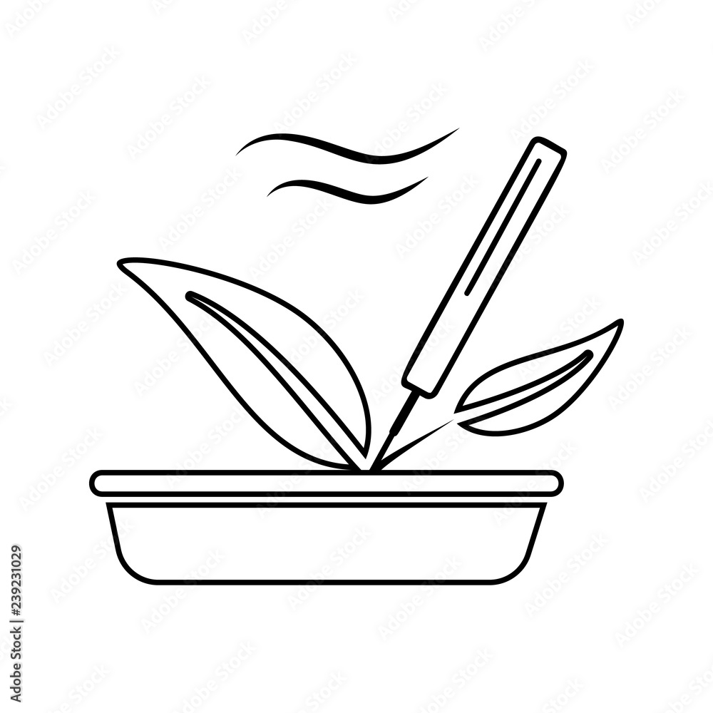 Poster leaves of aromatherapy icon. element of spa for mobile concept and web apps icon. thin line icon for