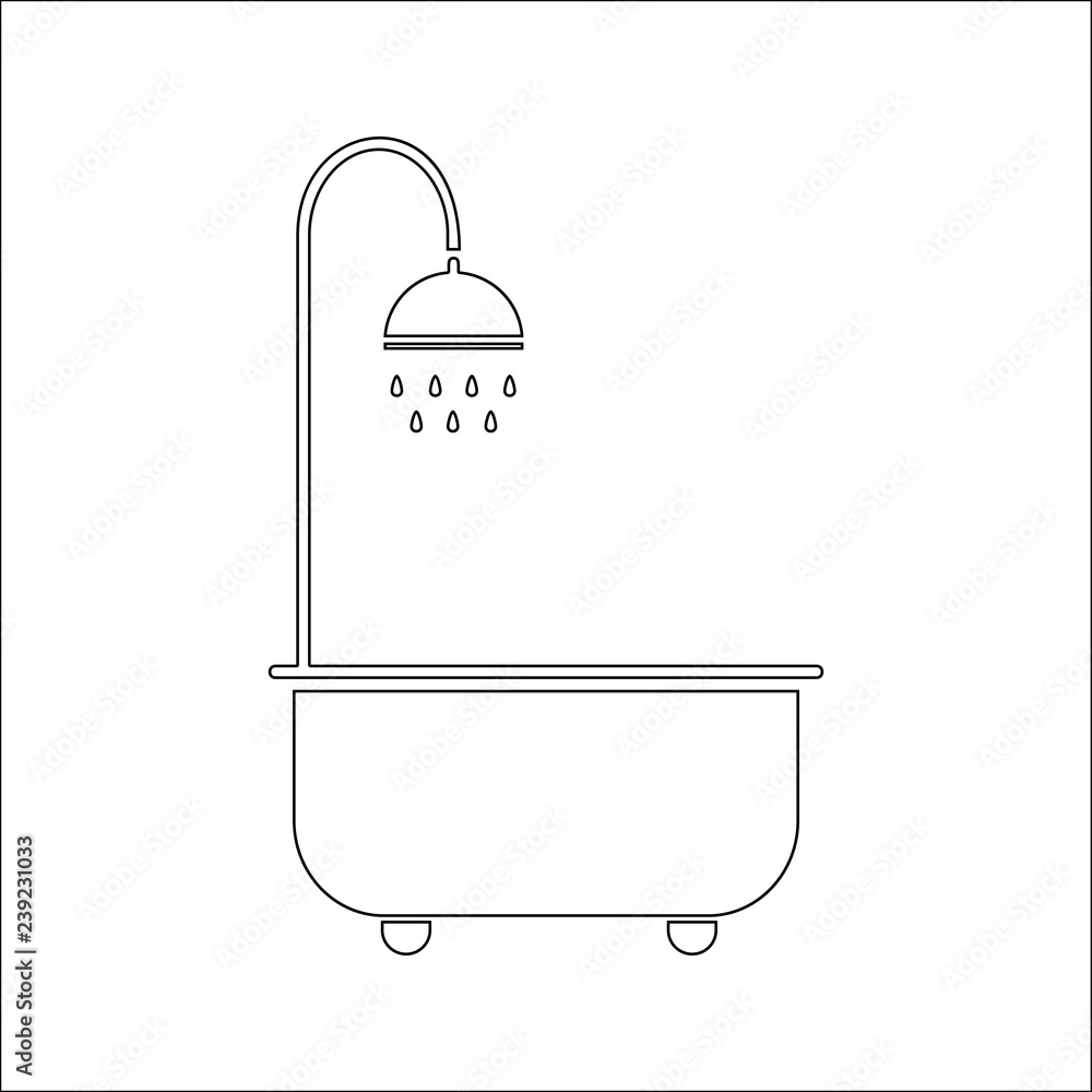 Poster bath with shower icon. element of spa for mobile concept and web apps icon. thin line icon for websi
