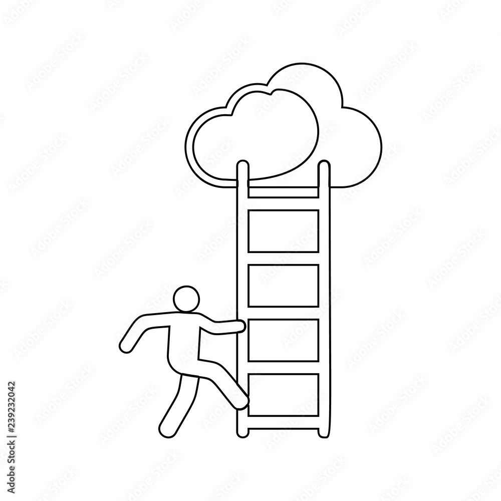 Poster a man climbs the stairs icon. element of sucsess and awards for mobile concept and web apps icon. th