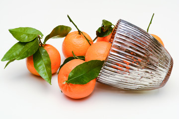 Fresh ripe Oranges, fruit isolated on white background