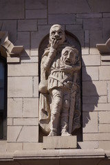 Exterior façade happy sad man