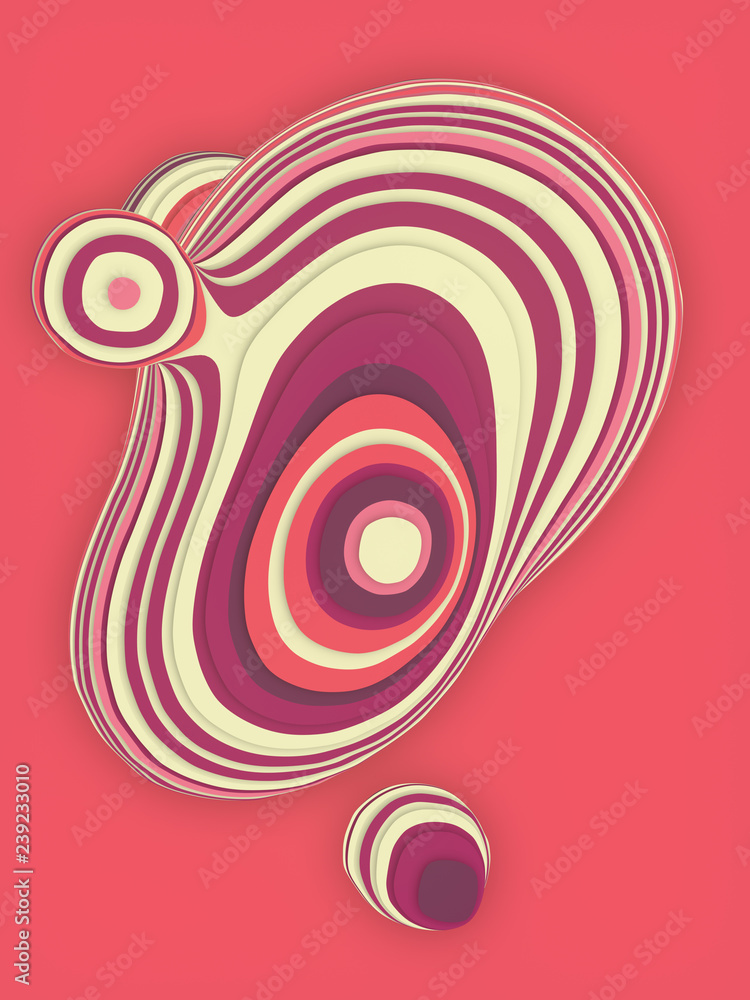 Poster pink colored sliced shape. computer generated abstract geometric 3d render illustration