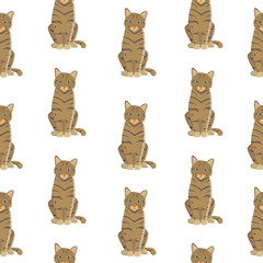 Fototapeta premium Vector cat seamless pattern. Cute kitten in cartoon style