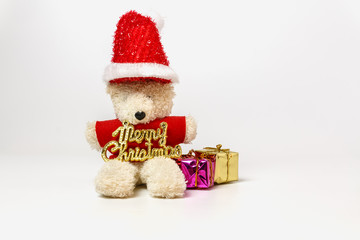 Christmas ornament with toy doll ,  Holiday celebration  new year on white backgrounds