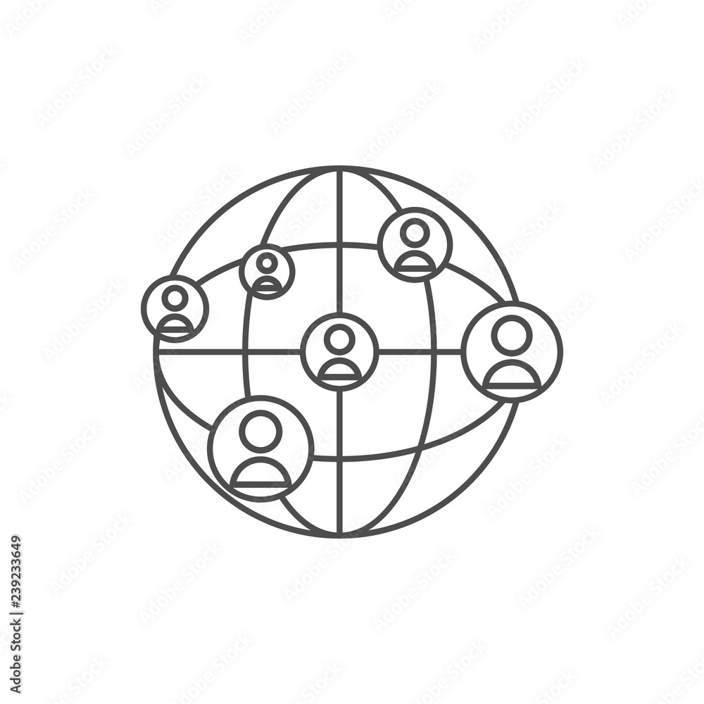 Poster global communication of people icon. element of web for mobile concept and web apps icon. thin line 