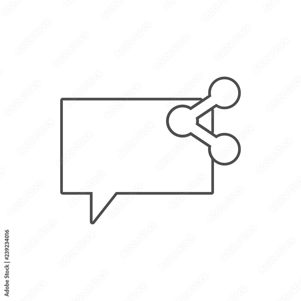Aufkleber bubbles of communication with the sign will share icon. element of web for mobile concept and web ap