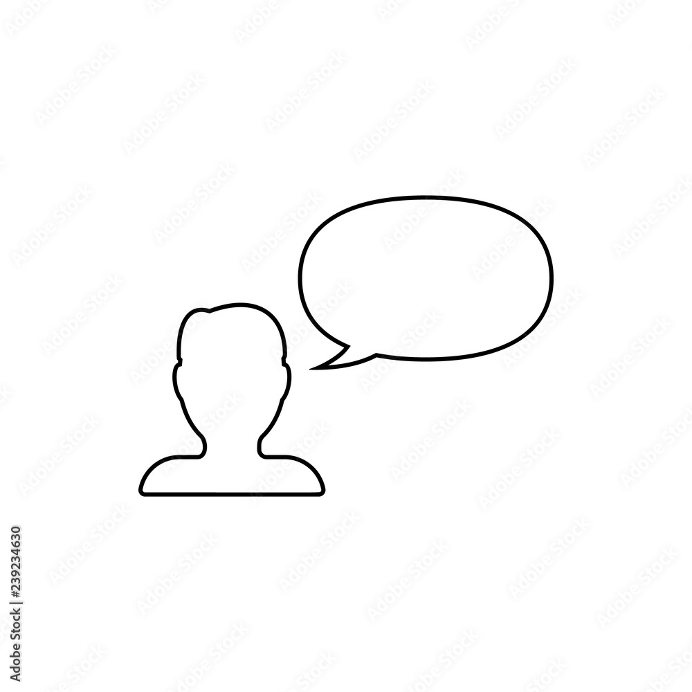 Poster the man is talking icon. element of web for mobile concept and web apps icon. thin line icon for web