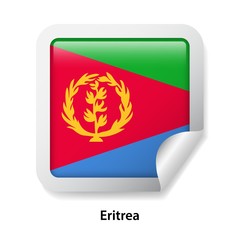 Flag of Eritrea. Round glossy sticker