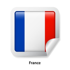 Flag of France. Round glossy sticker