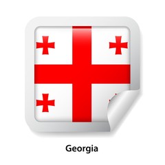 Flag of Georgia. Round glossy sticker