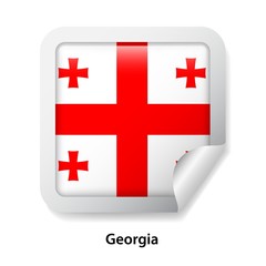 Obraz premium Flag of Georgia. Round glossy sticker