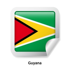 Flag of Guyana. Round glossy sticker