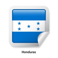 Flag of Honduras. Round glossy sticker