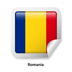 Flag of Romania. Round glossy badge sticker
