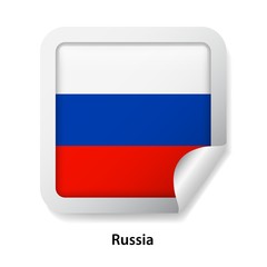 Flag of Russia. Round glossy badge sticker